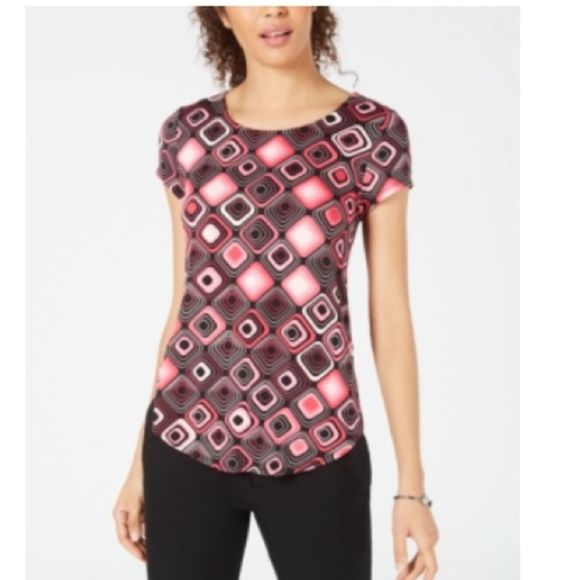 Alfani Tops - Alfaro Pink Mod Squircle Top